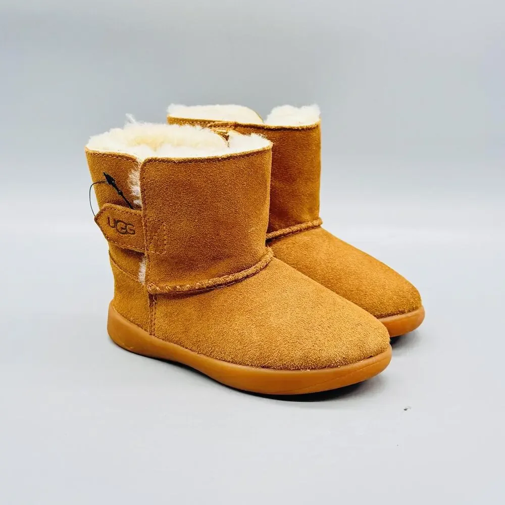 UGG Boots Boys 7 Brown Suede Shearling Lined Ankle Snow Winter Outdoor Comfort